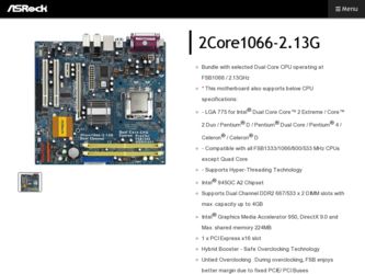 2Core1066-2.13G driver download page on the ASRock site