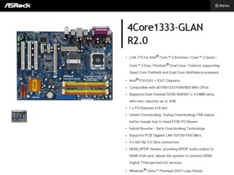 4Core1333-GLAN R2.0 driver download page on the ASRock site