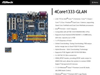 4Core1333-GLAN driver download page on the ASRock site