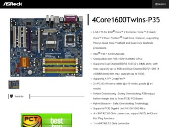 4Core1600Twins-P35 driver download page on the ASRock site