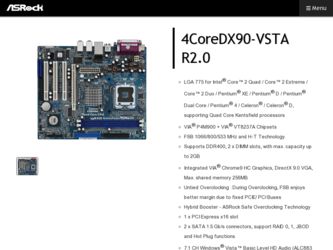 4CoreDX90-VSTA R2.0 driver download page on the ASRock site