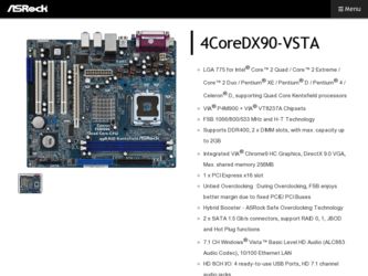 4CoreDX90-VSTA driver download page on the ASRock site