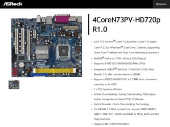 4CoreN73PV-HD720p R1.0 driver download page on the ASRock site