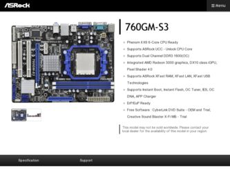 760GM-S3 driver download page on the ASRock site