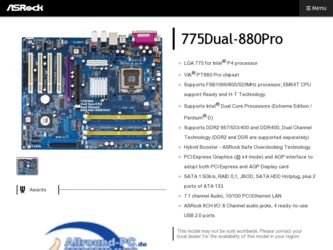 775Dual-880Pro driver download page on the ASRock site