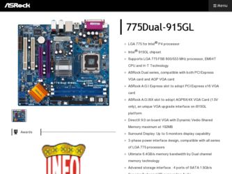 775Dual-915GL driver download page on the ASRock site