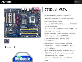 775Dual-VSTA driver download page on the ASRock site