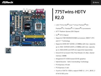 775Twins-HDTV R2.0 driver download page on the ASRock site