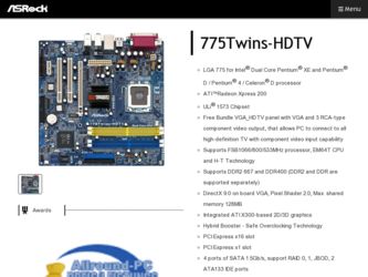 775Twins-HDTV driver download page on the ASRock site
