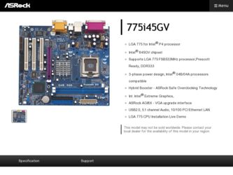 775i45GV driver download page on the ASRock site