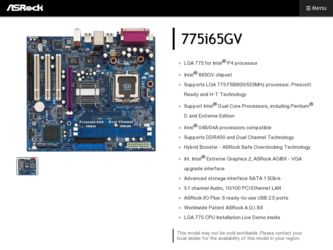 775i65GV driver download page on the ASRock site