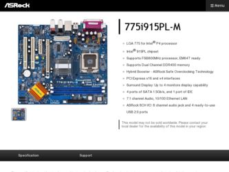 775i915PL-M driver download page on the ASRock site