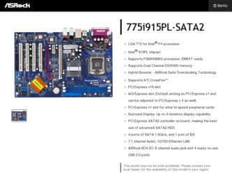 775i915PL-SATA2 driver download page on the ASRock site