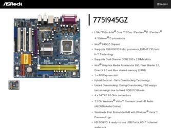 775i945GZ driver download page on the ASRock site