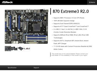 870 Extreme3 R2.0 driver download page on the ASRock site