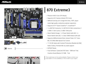 870 Extreme3 driver download page on the ASRock site