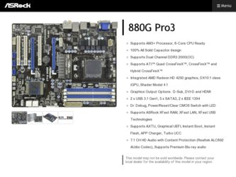 880G Pro3 driver download page on the ASRock site