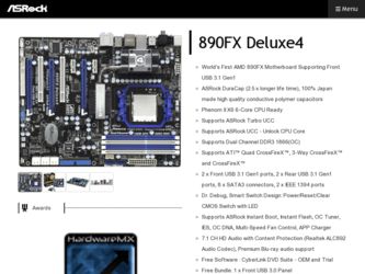 890FX Deluxe4 driver download page on the ASRock site
