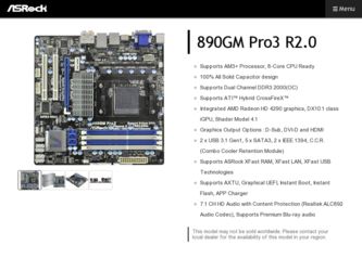 890GM Pro3 R2.0 driver download page on the ASRock site
