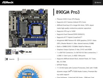890GM Pro3 driver download page on the ASRock site