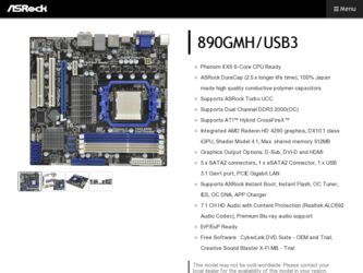890GMH/USB3 driver download page on the ASRock site