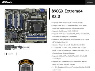 890GX Extreme4 R2.0 driver download page on the ASRock site