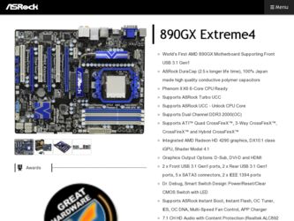 890GX Extreme4 driver download page on the ASRock site