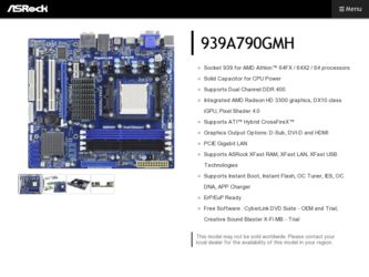 939A790GMH driver download page on the ASRock site