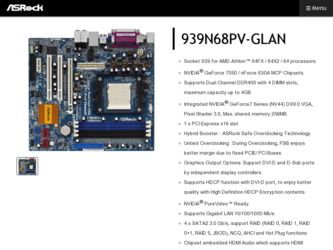 939N68PV-GLAN driver download page on the ASRock site