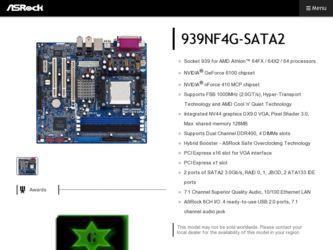 939NF4G-SATA2 driver download page on the ASRock site