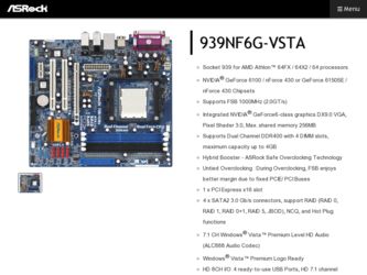 939NF6G-VSTA driver download page on the ASRock site