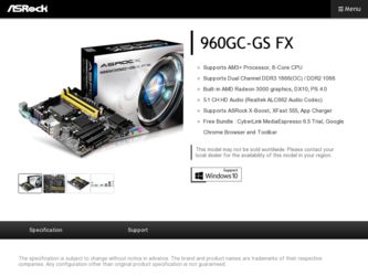 960GC-GS FX driver download page on the ASRock site
