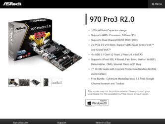 970 Pro3 R2.0 driver download page on the ASRock site