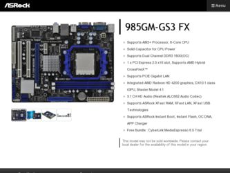 985GM-GS3 FX driver download page on the ASRock site
