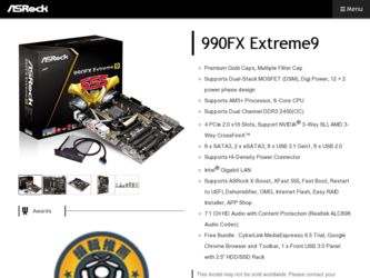 990FX Extreme9 driver download page on the ASRock site