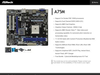 A75M driver download page on the ASRock site