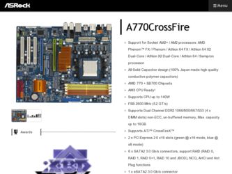 A770CrossFire driver download page on the ASRock site