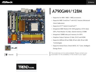 A790GMH/128M driver download page on the ASRock site