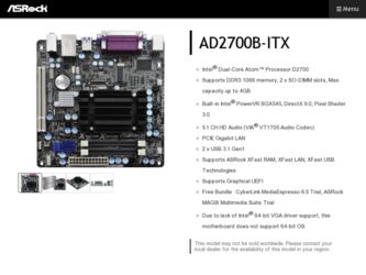 AD2700B-ITX driver download page on the ASRock site