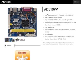 AD510PV driver download page on the ASRock site