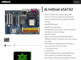 ALiveDual-eSATA2 driver download page on the ASRock site