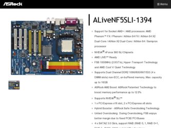 ALiveNF5SLI-1394 driver download page on the ASRock site