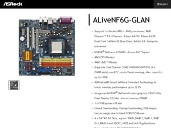 ALiveNF6G-GLAN driver download page on the ASRock site