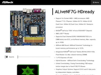 ALiveNF7G-HDready driver download page on the ASRock site