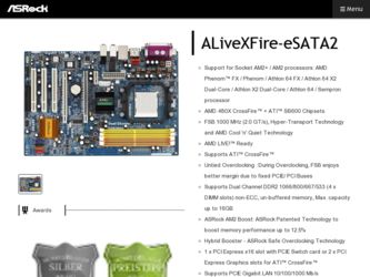ALiveXFire-eSATA2 driver download page on the ASRock site