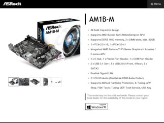 AM1B-M driver download page on the ASRock site