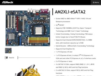 AM2XLI-eSATA2 driver download page on the ASRock site