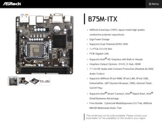B75M-ITX driver download page on the ASRock site