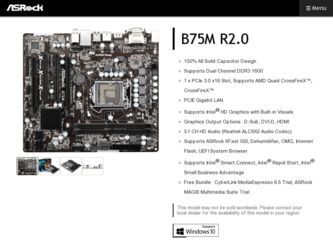 B75M R2.0 driver download page on the ASRock site