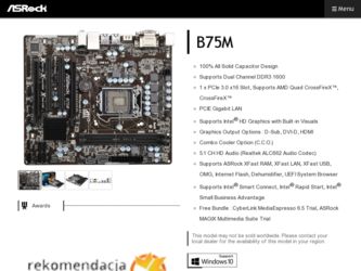 B75M driver download page on the ASRock site